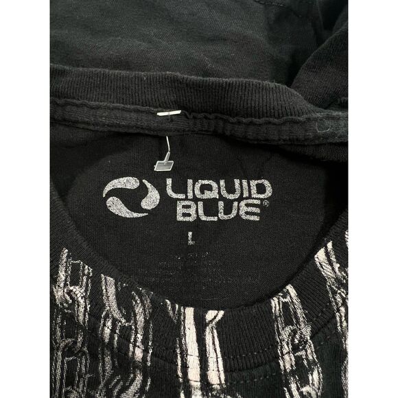Liquid Blue Goth Grunge Skull Chains T-shirt - L - Picture 3 of 5
